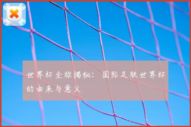 世界杯全称揭秘:国际足联世界杯的由来与意义